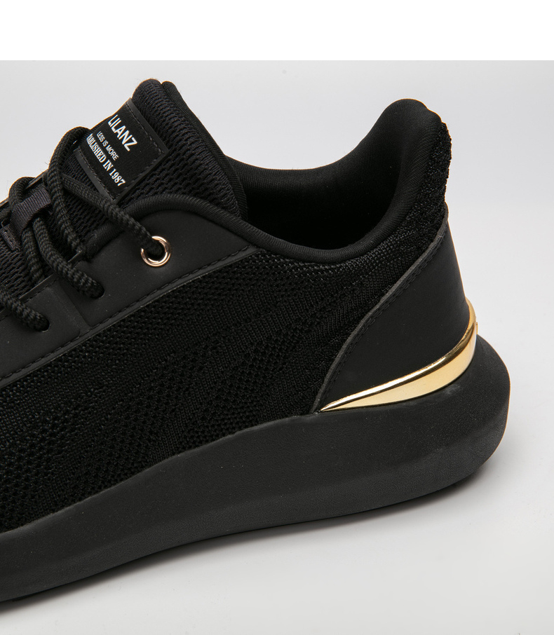 利郎男鞋休闲鞋男飞织透气2021冬季新款时尚简约男士运动鞋 黑(20dxl