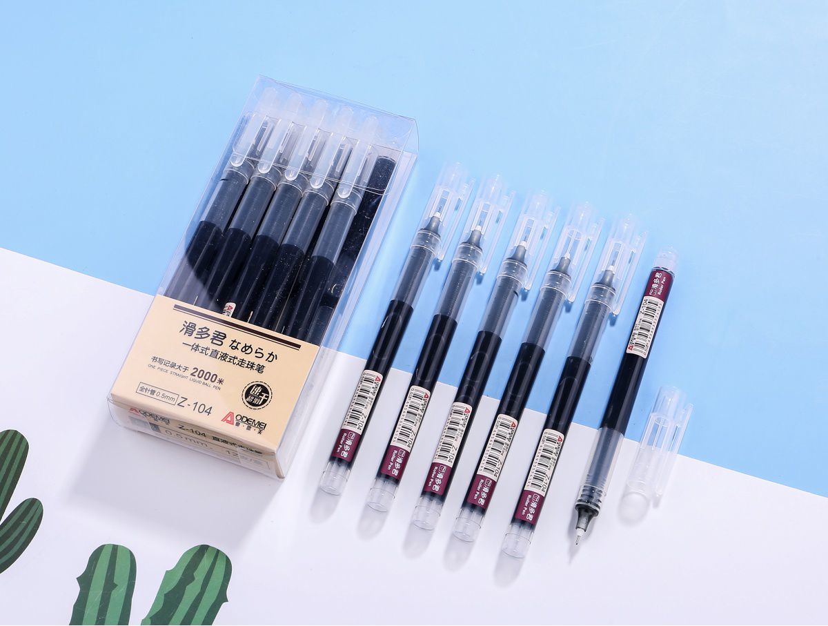 直液式走珠笔黑色水笔学生用笔05考试办公专用黑中性笔芯z1276支走珠