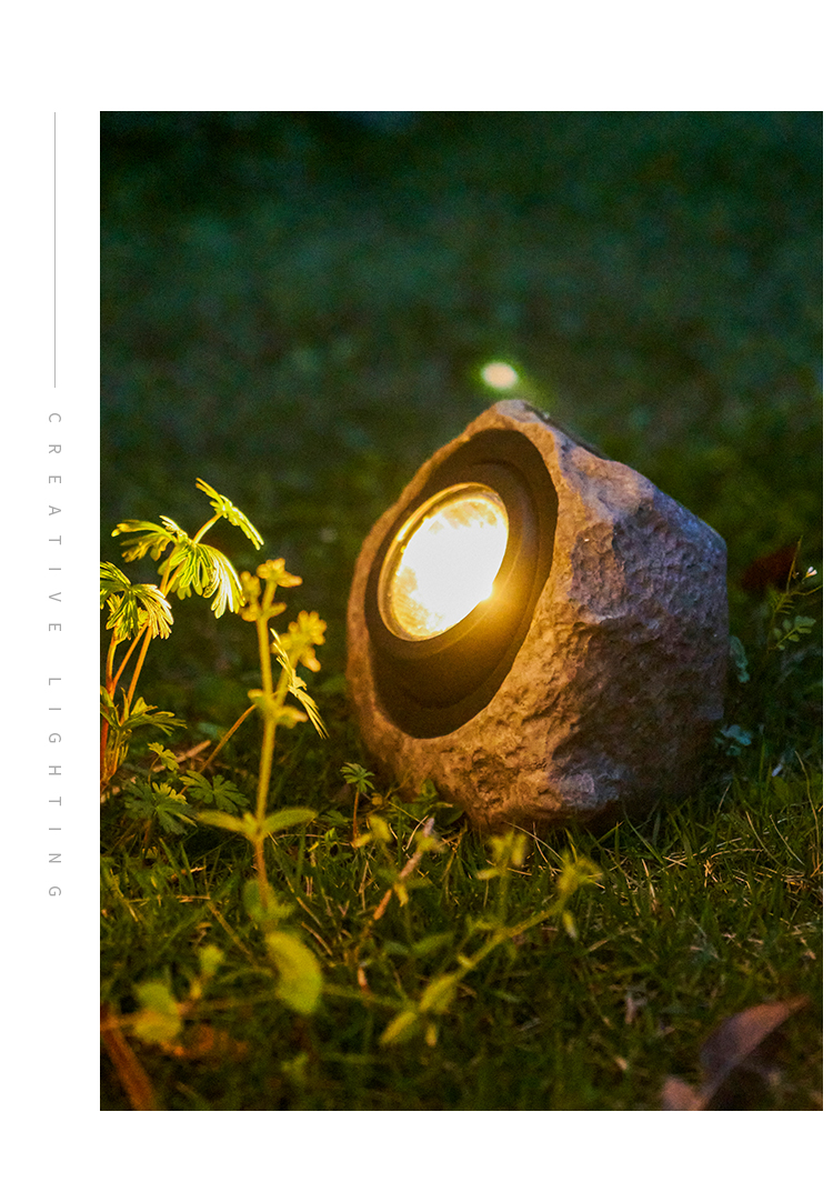 小米(mi)太阳能户外灯庭院灯花园布置仿真石头小院子装饰草坪景观防