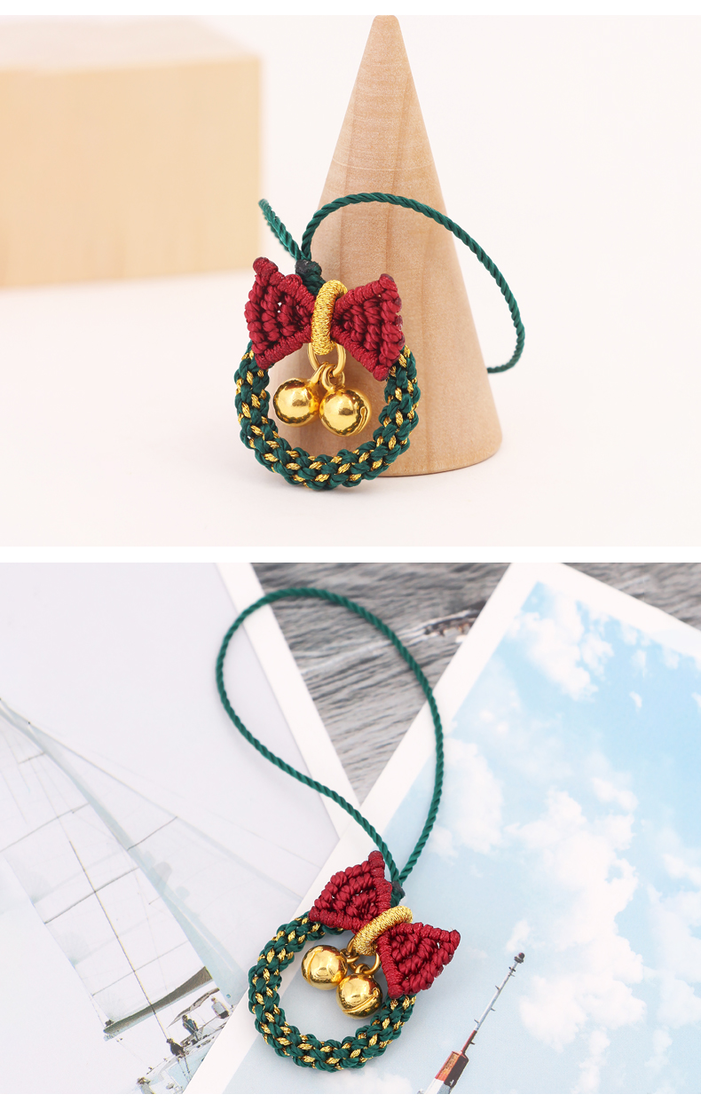 情人节礼物在逃公主手绳蝴蝶结编绳情侣圣诞黄金铃铛吊坠足金转运珠