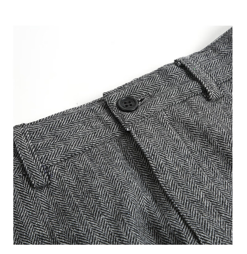 老爷车羊毛西裤男士秋冬厚款大码直筒商务正装毛呢裤复古宽松毛料人字