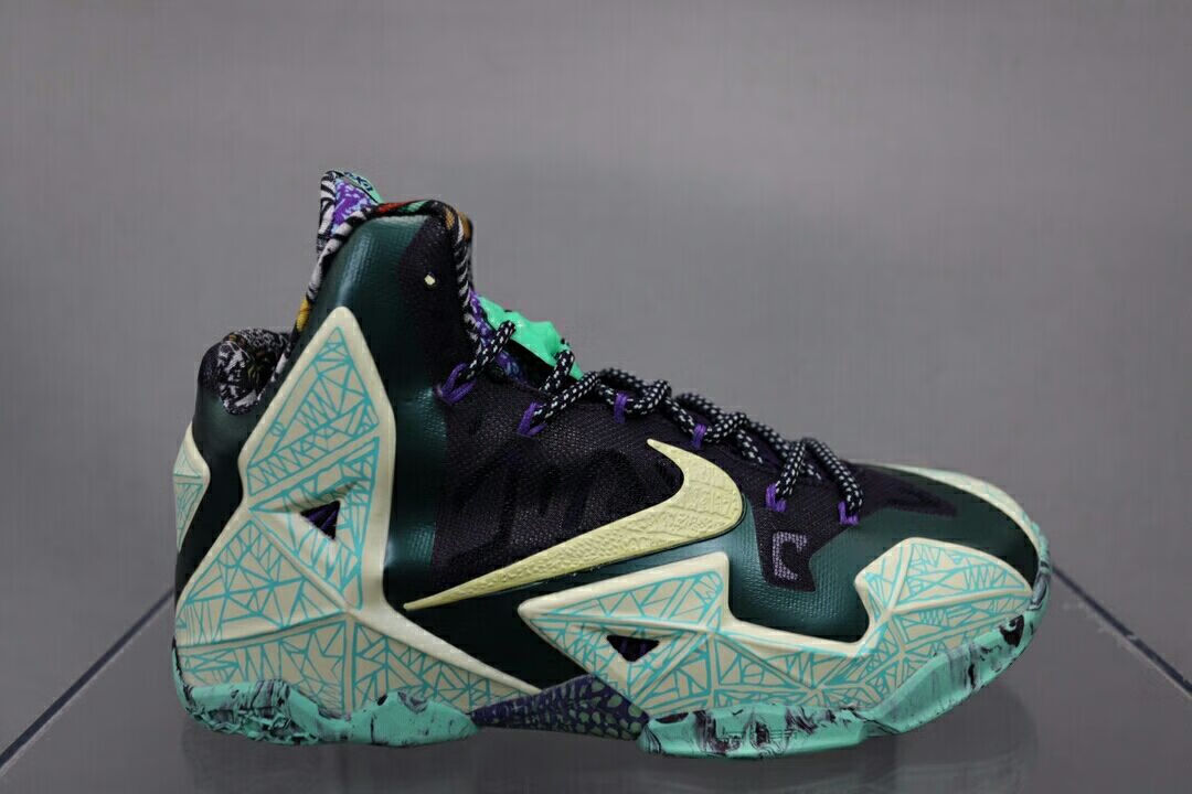 詹姆斯11代篮球鞋鸳鸯lebron 11 lbj11全明星荧光绿耐磨男运动鞋 灰玉