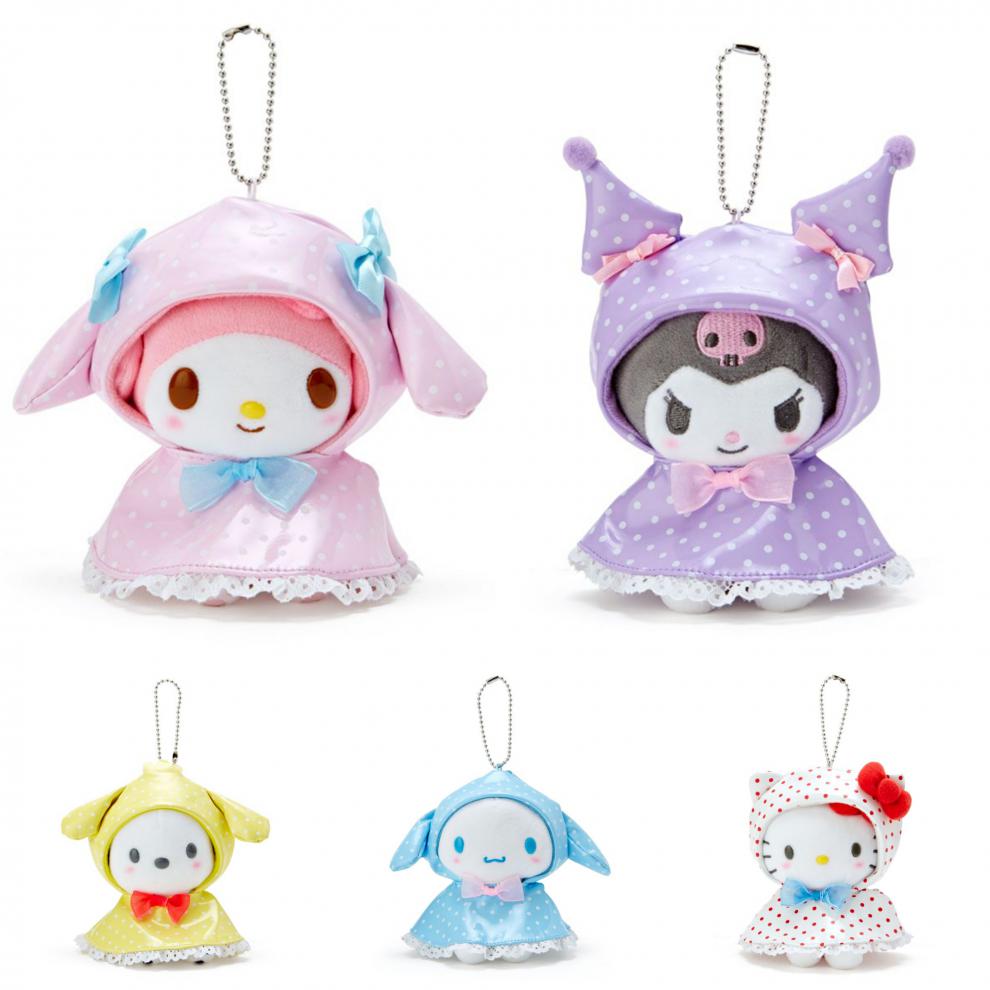 库洛米公仔日本三件日本库洛米玉桂狗雨天娃娃雨衣玩偶毛绒挂饰布丁狗