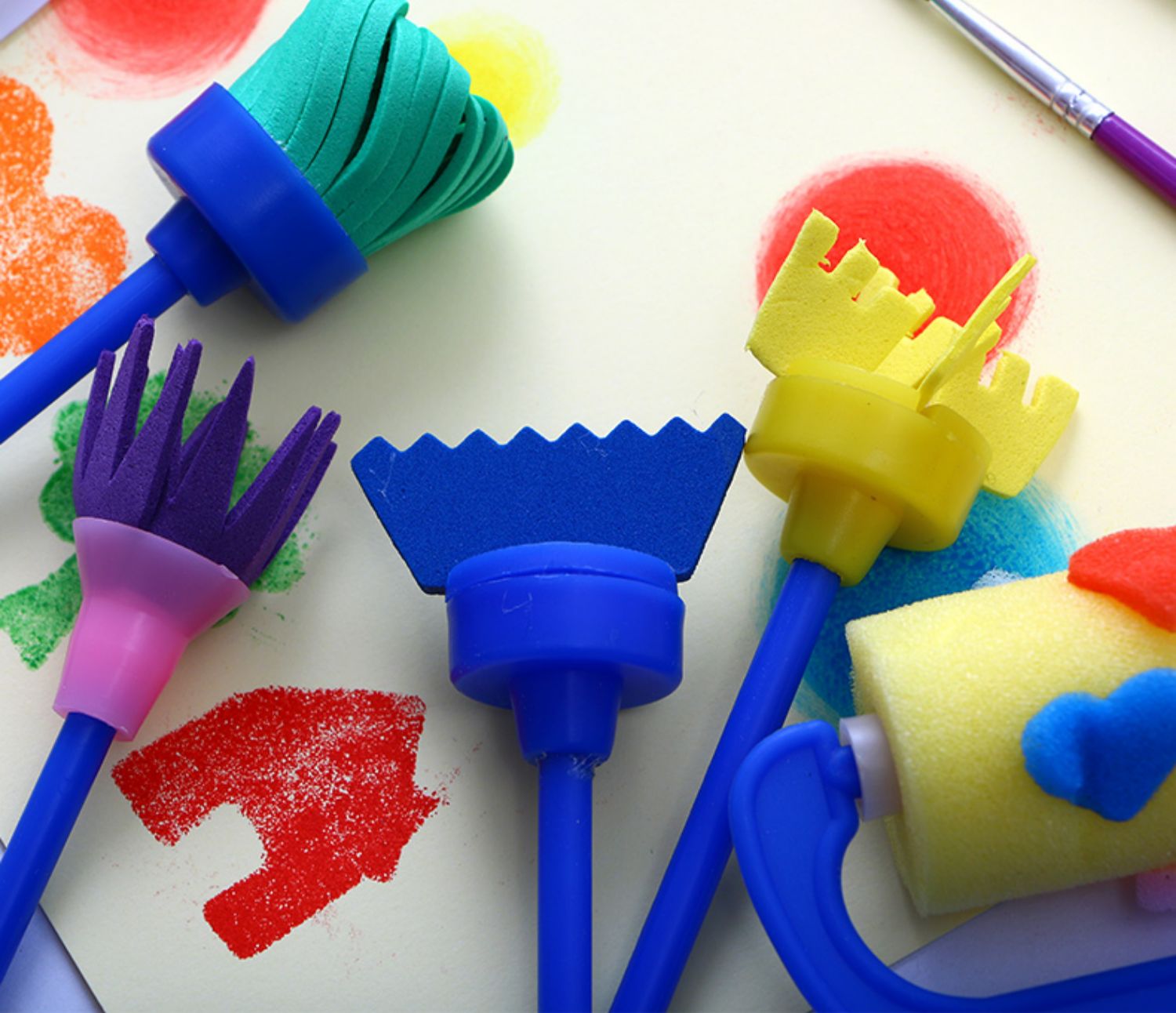 海绵印章颜料拓印绘画工具材料套装蘑菇头画画海绵软章儿童幼儿园学生