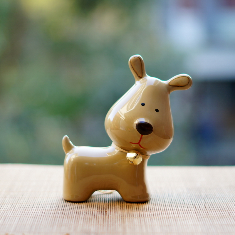 可爱狗狗陶瓷桌面摆件客厅书房办公桌简约卡通儿童礼品饰品动物一对