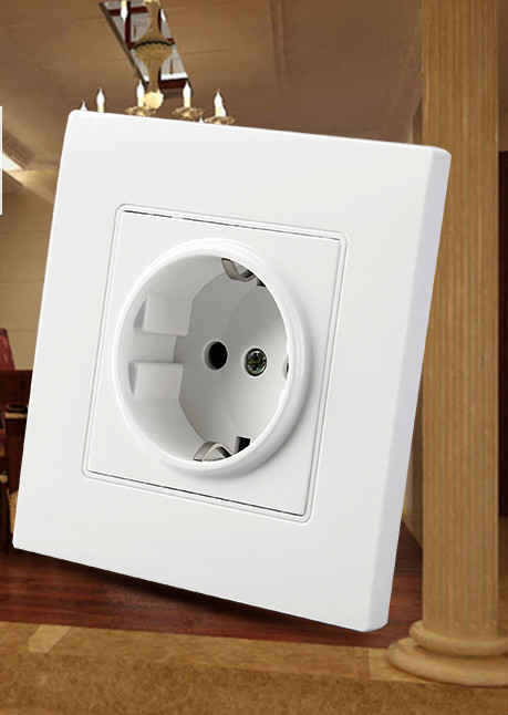 荧阙16a欧标德式墙壁插座 86型面板德规德标欧规欧式接地电源插座
