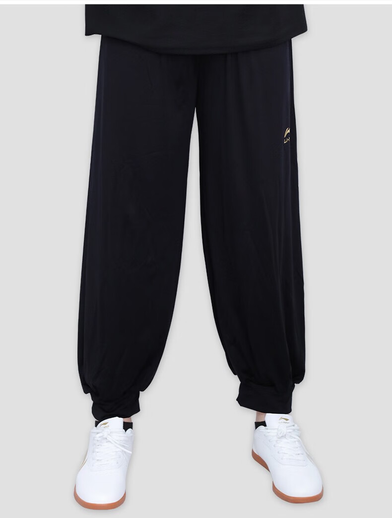 李宁lining太极裤灯笼裤男秋季高腰太极拳武术练功裤弹力宽松薄款收脚