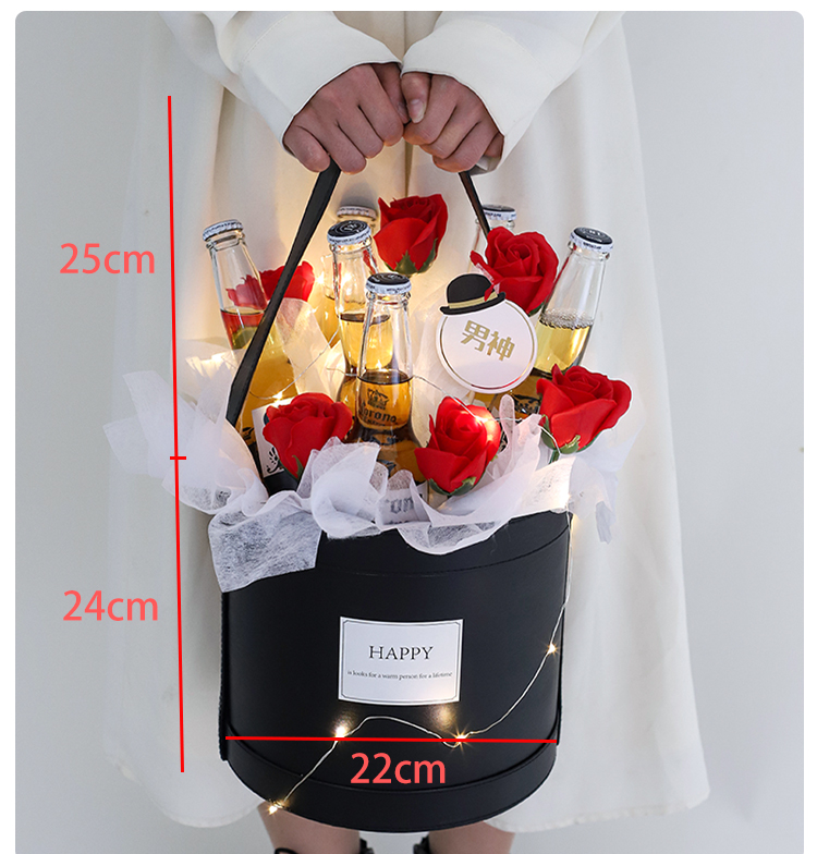 啤酒创意diy花束材料包套装包装纸自制礼盒生日礼物男热情红玫不含酒