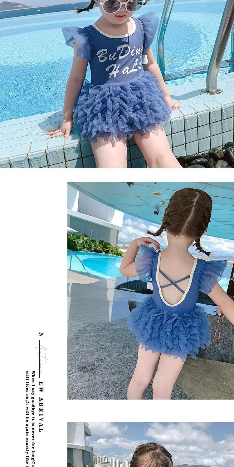 儿童游泳衣女童泳衣连体网红夏装中童宝宝公主泳装小学生泳衣洋气女童