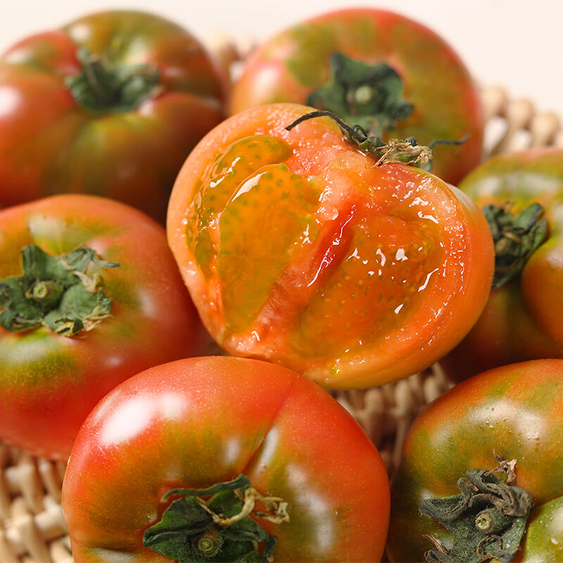 丹东铁皮柿子5斤草莓梅小洋黑绿腚火晶碱地甜409西红柿新鲜水果