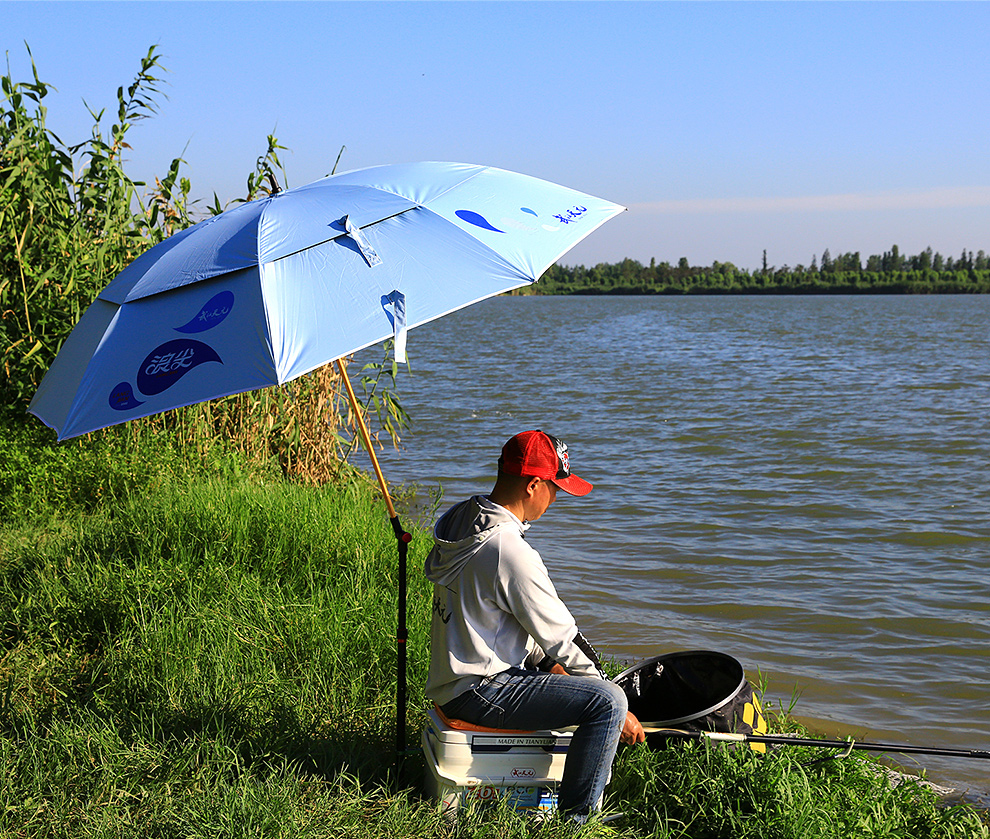 武汉浪尖钓鱼伞2米双层防晒防风万向防雨超轻碳素折叠钓鱼伞 浪尖钓鱼