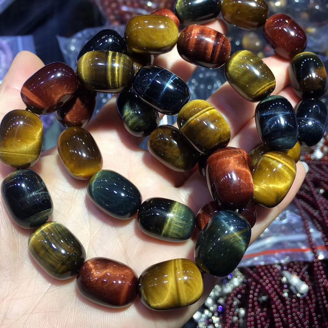 顶盈7a天然黄虎眼石手链虎睛石男女款单圈手串猫水晶生日礼物配证12