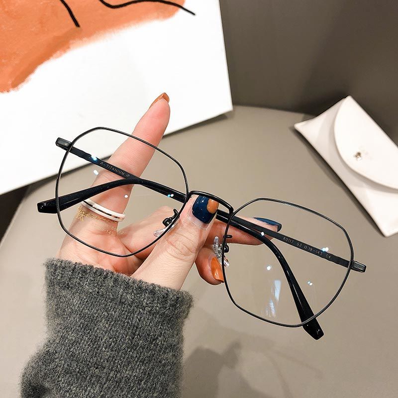 单边眼镜眼镜男方形细框超轻防蓝光ins高颜值眼睛镜女配镜有度数 黑色
