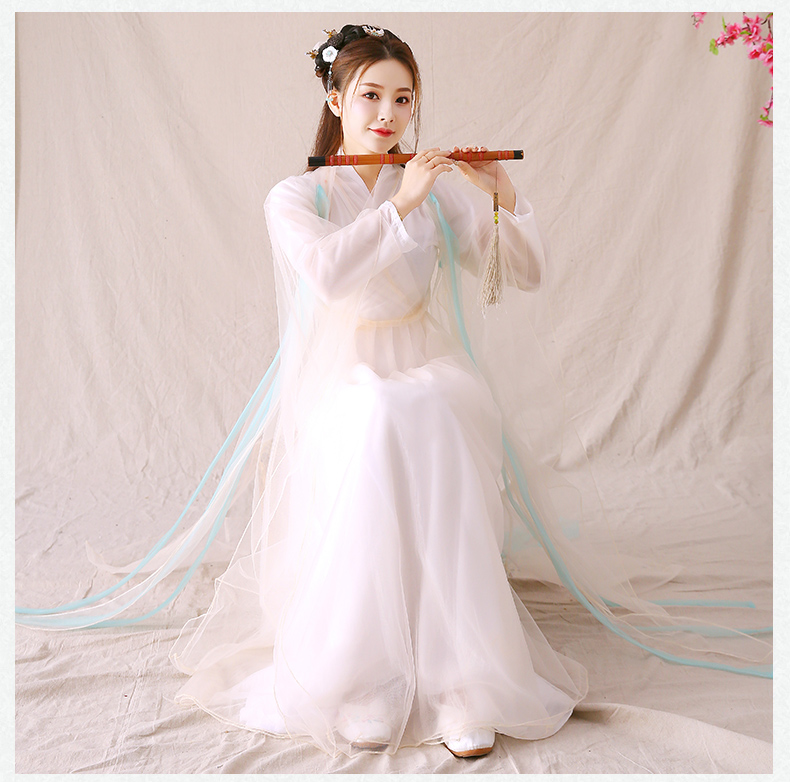 阿亨毕业成人礼汉服女小品古筝演出服学生古装汉服女仙气飘逸古风仙女