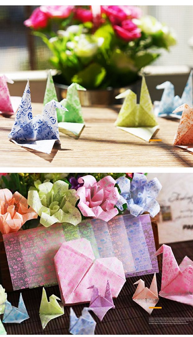 折纸透明手工樱花彩色塑料彩纸千纸鹤小号印花纹正方形夜光儿童的 9cm