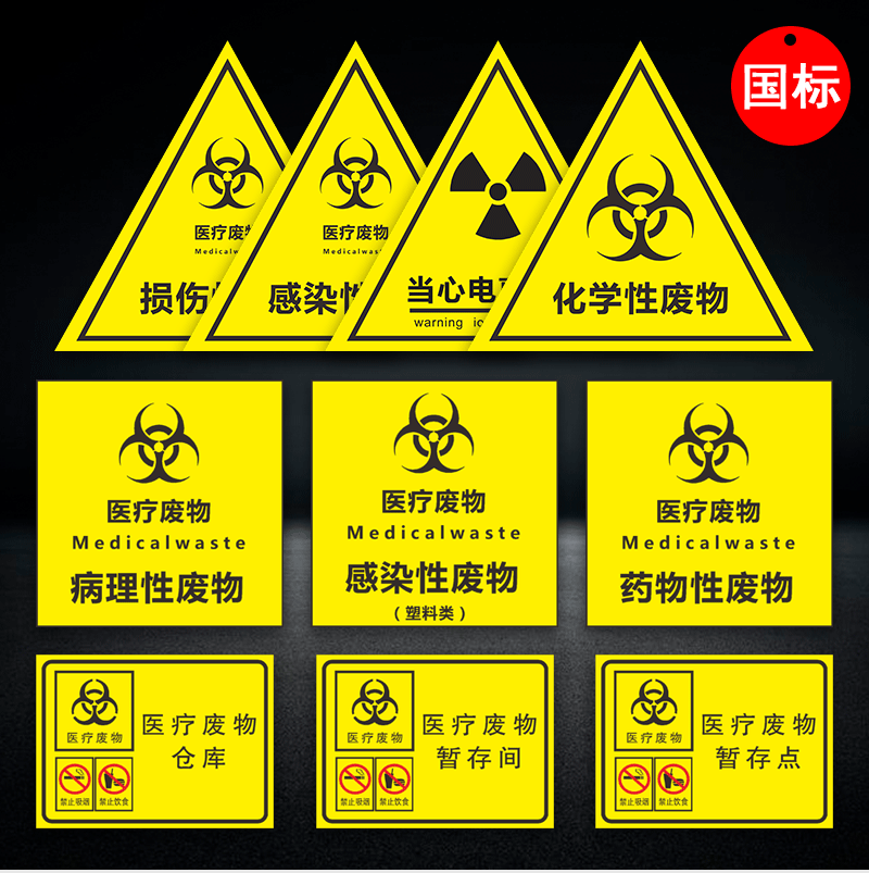 分類暫存間點感染病理處置流程圖警告警示貼定製ylf11危險廢物20x20cm