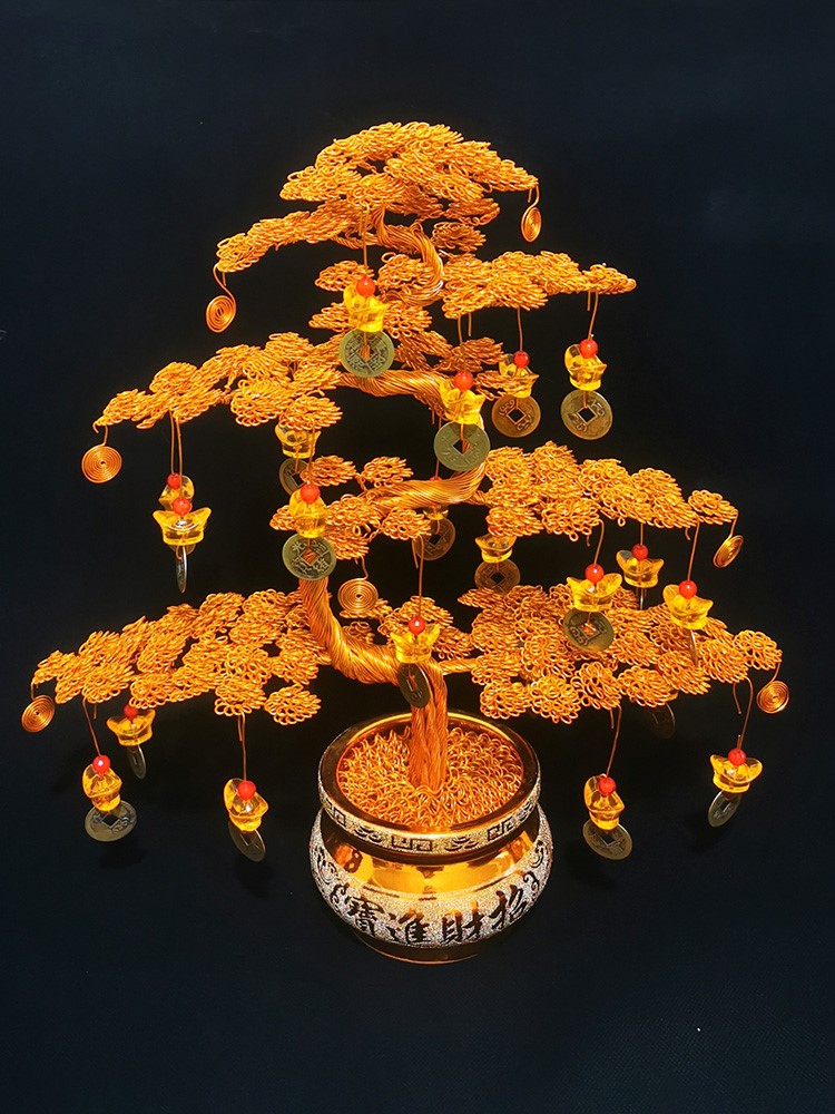 铝线手工艺品开业店铺摆件发财树摇钱树室内客厅装饰品金钱树 树a款