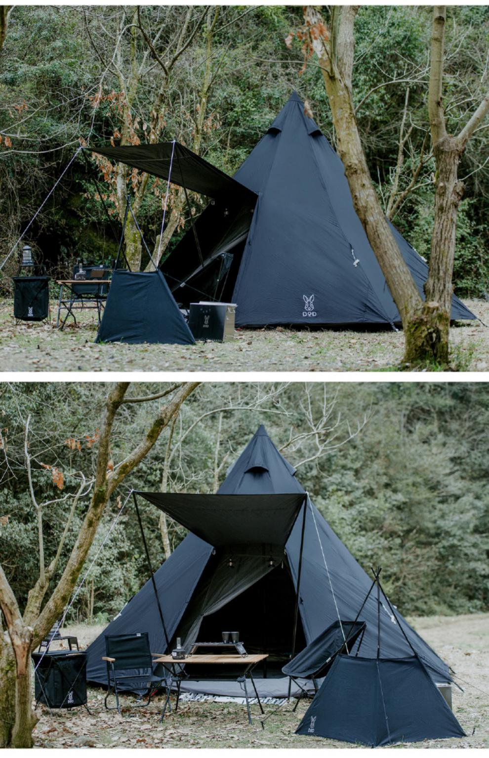 dod帐篷日本dod 户外露营金字塔尖顶帐篷 便携收纳 透气 卡其色 t3-44