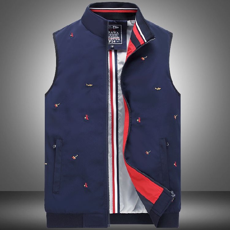 美国国际品牌保罗马甲男立领薄棉休闲坎肩商务马夹大码无袖背心201952