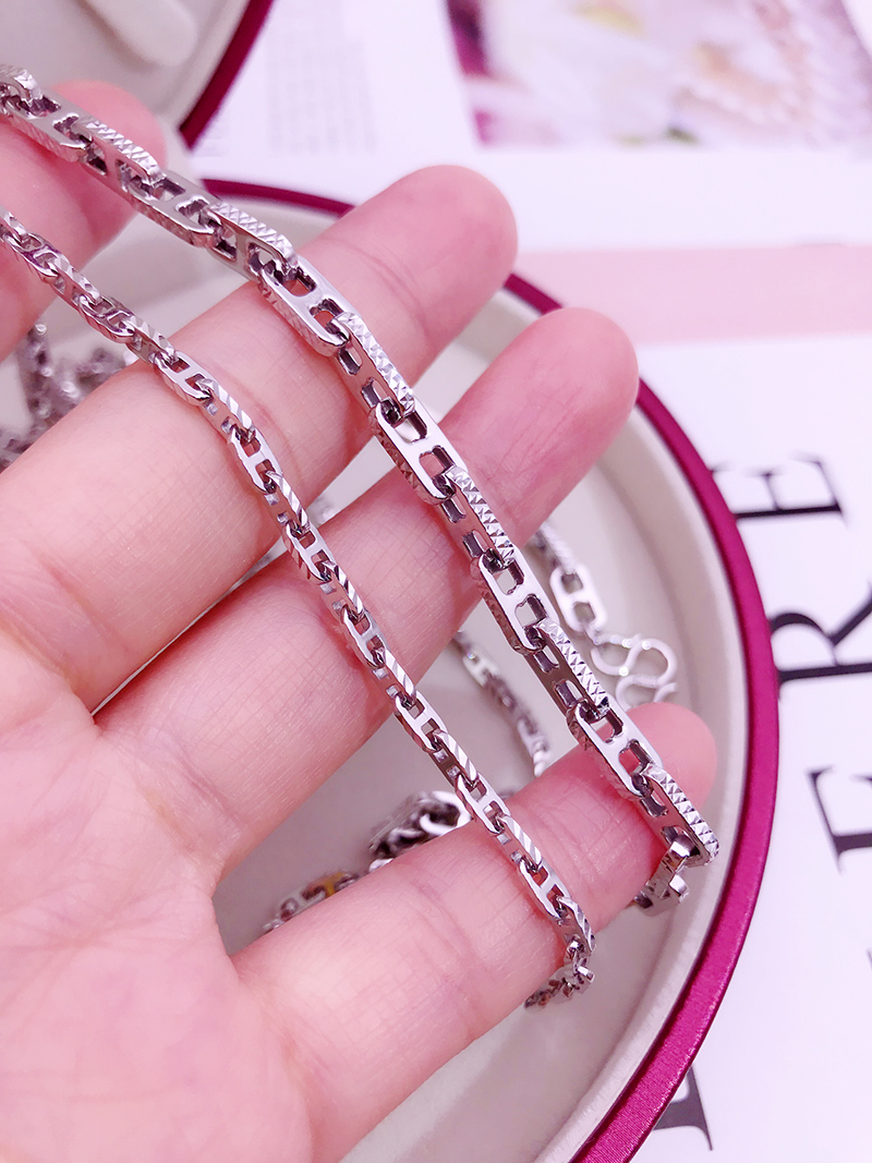 铂金pt950 男日字链男士铂金项链潮款素链 男白金男款项链950可定制