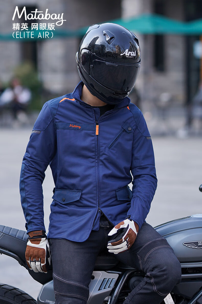motoboy摩托车骑行服夏季机车服赛车服网眼透气防摔骑士服男服装蓝色m