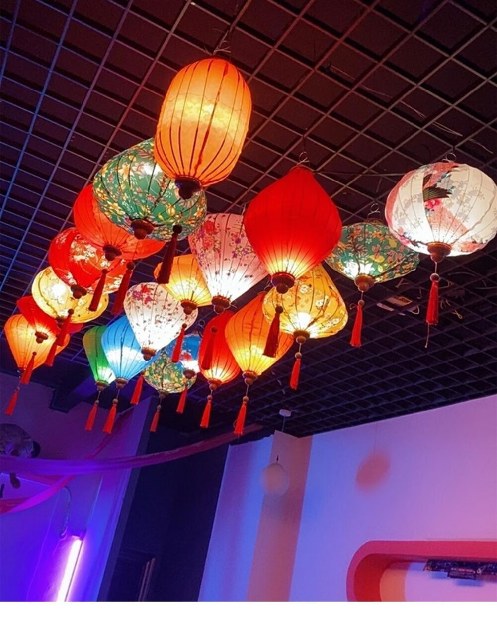 户外防水宫灯笼挂饰装饰景区灯笼 16寸钻石灯笼1个-颜色备注【图片