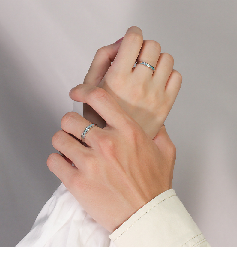 ckag轻奢定制情侣戒指一对海洋之心对戒小众指环刻字活口调节送礼七夕