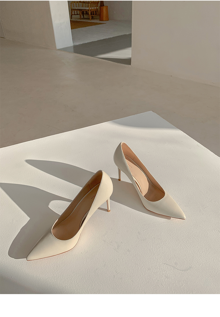 香港轻奢风ffyiman 细高跟鞋女2022年新款浅口尖头婚鞋单鞋女 浅葱蓝