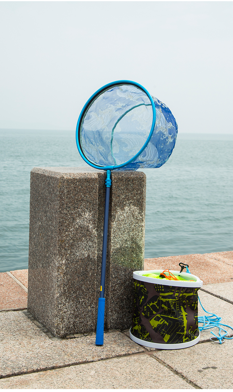 Grsaed Children's Telescopic Carbon Fiber Fishing Net Pole, Fish Catching Net, Insect Catching Net, Foldable Fishing Net, Water Bucket, Outdoor Fishing Tackle Set 20