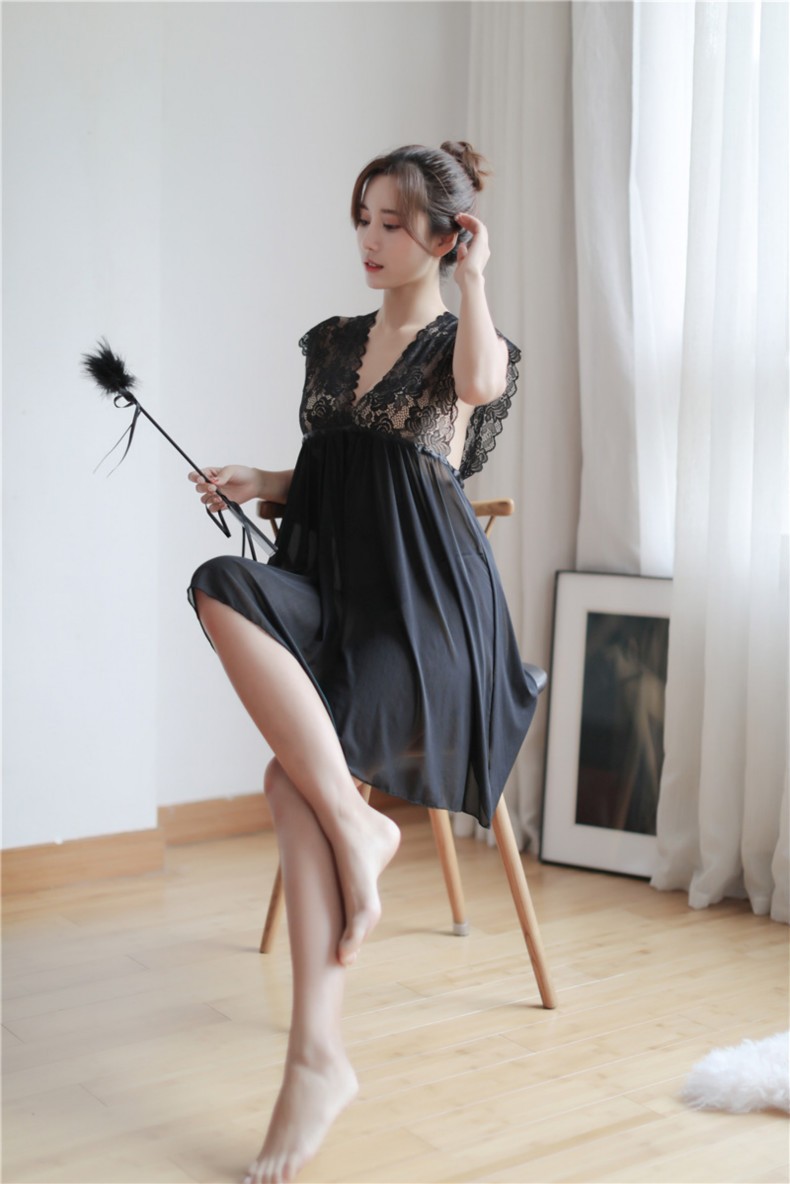 高端新品罗耀裕邦m透明蕾丝性感睡衣女夏大码情趣内衣短诱惑火辣吊带