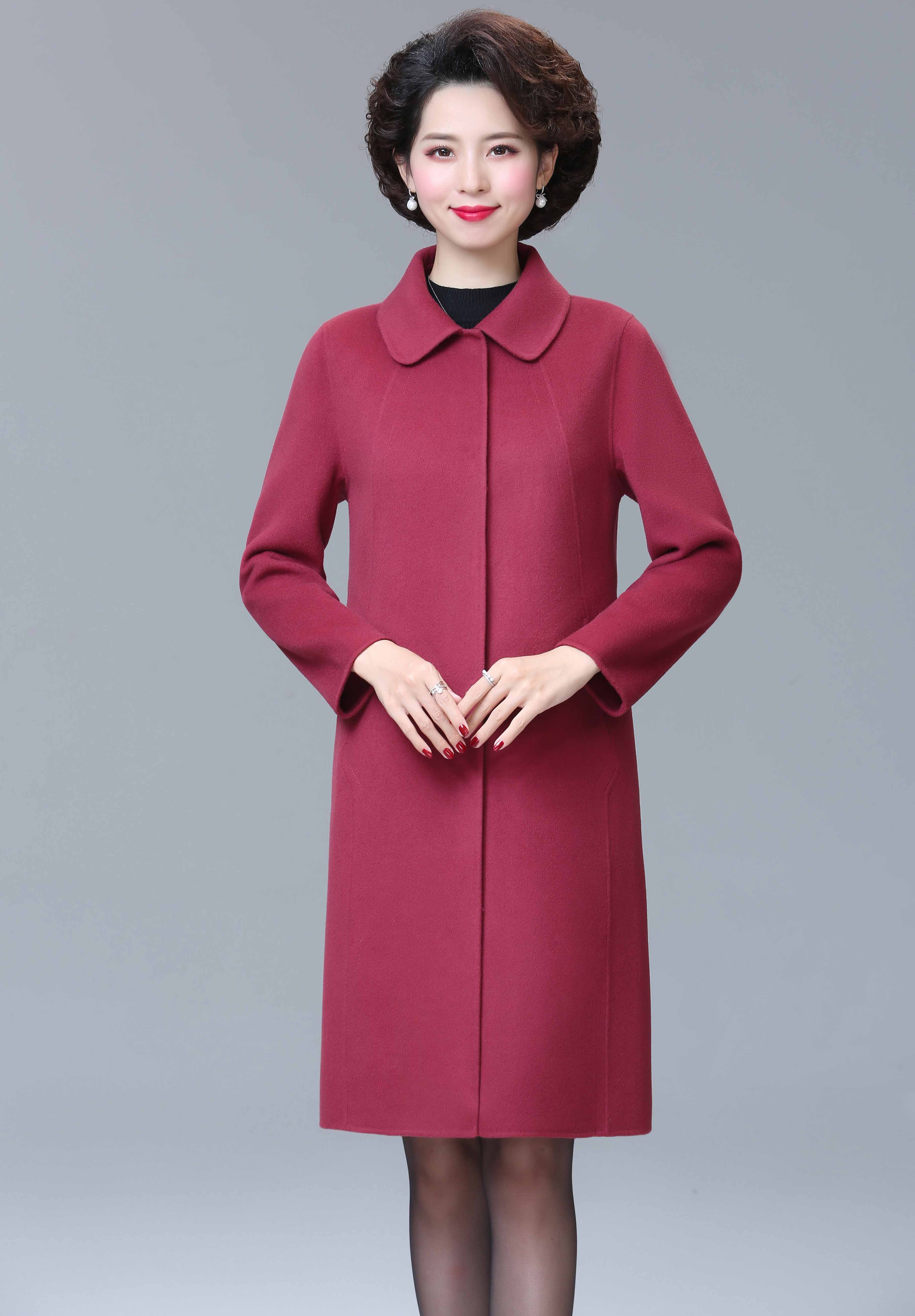 wrty轻奢原创女装中老年人双面呢羊绒大衣女中长款高端洋气妈妈秋冬季