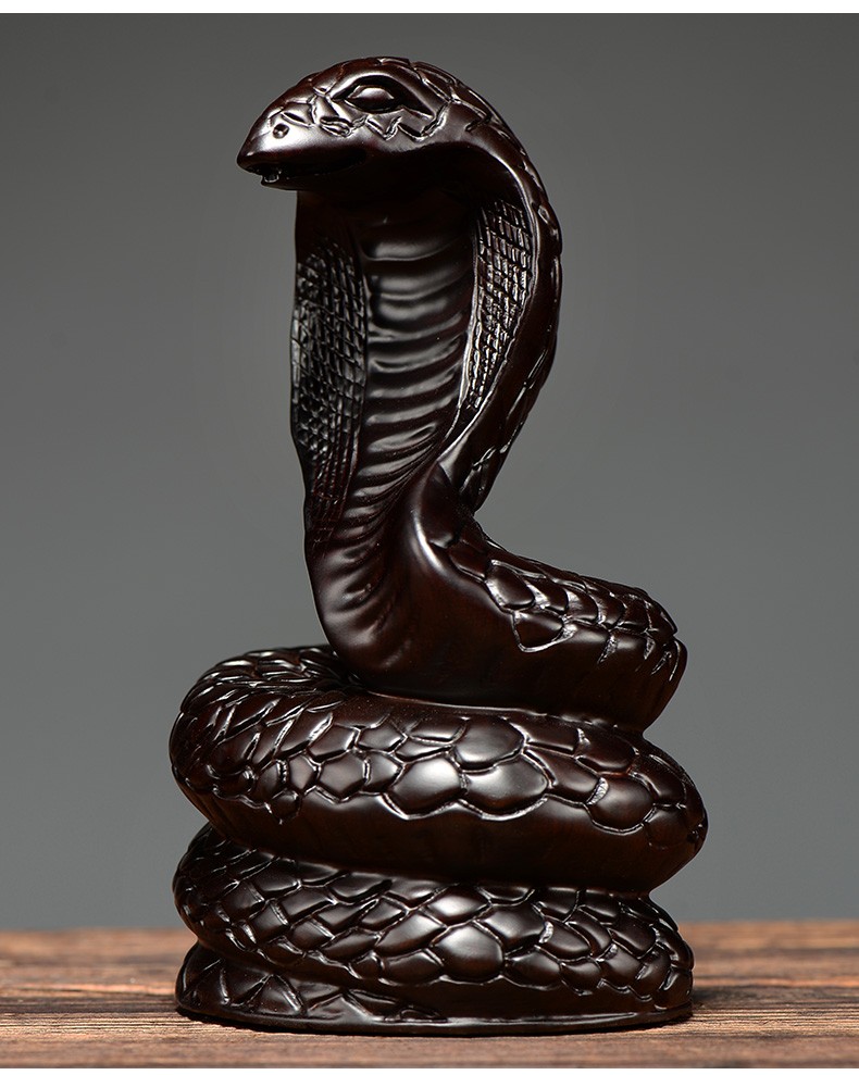 珠缘景翠黑檀木雕十二生肖蛇摆件动物实木雕刻家居办公装饰木质红木