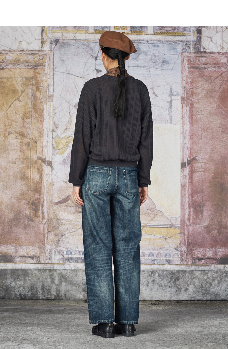 达衣岩温柔简洁长袖v领针织外套2021秋季新款透气开衫浪漫上衣女 飞蕠