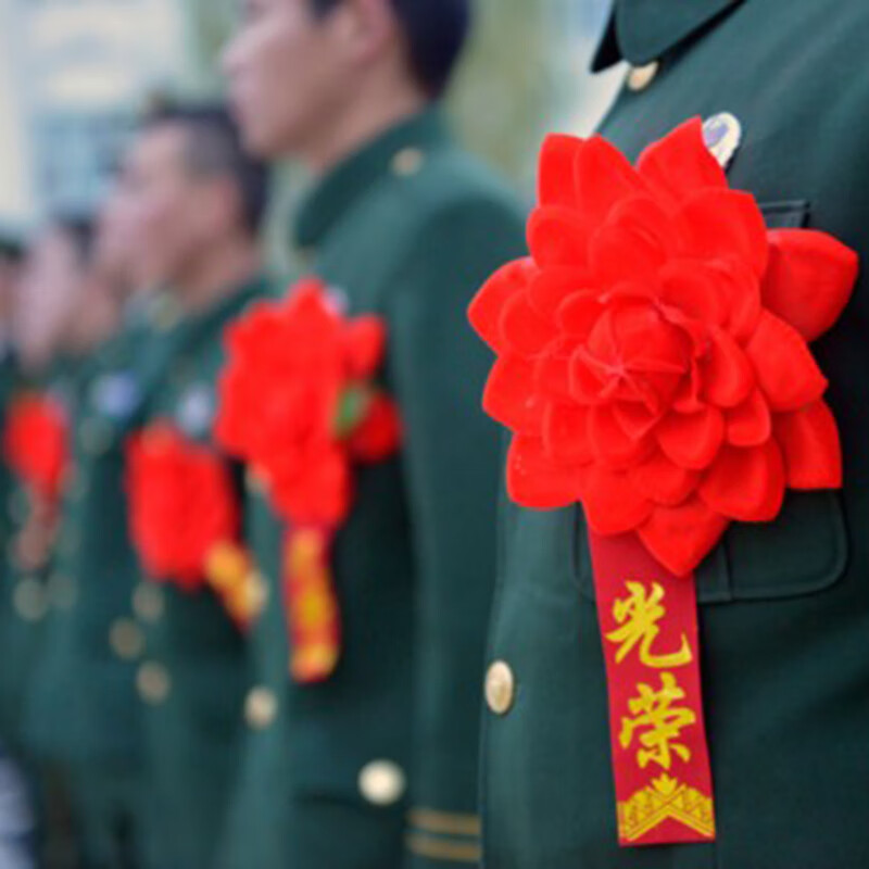 优选好物沐阳光荣花 大红花胸花 新兵光荣入伍胸花 标兵胸花 表彰大