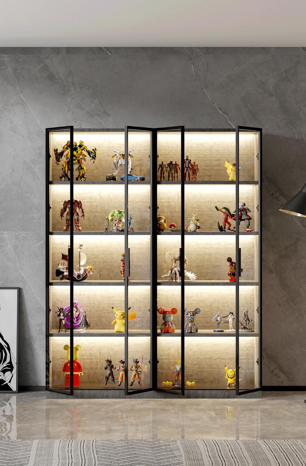 叶氏木语手办展示柜乐高收纳轻奢雕像模型柜产品陈列玻璃门储物架gk