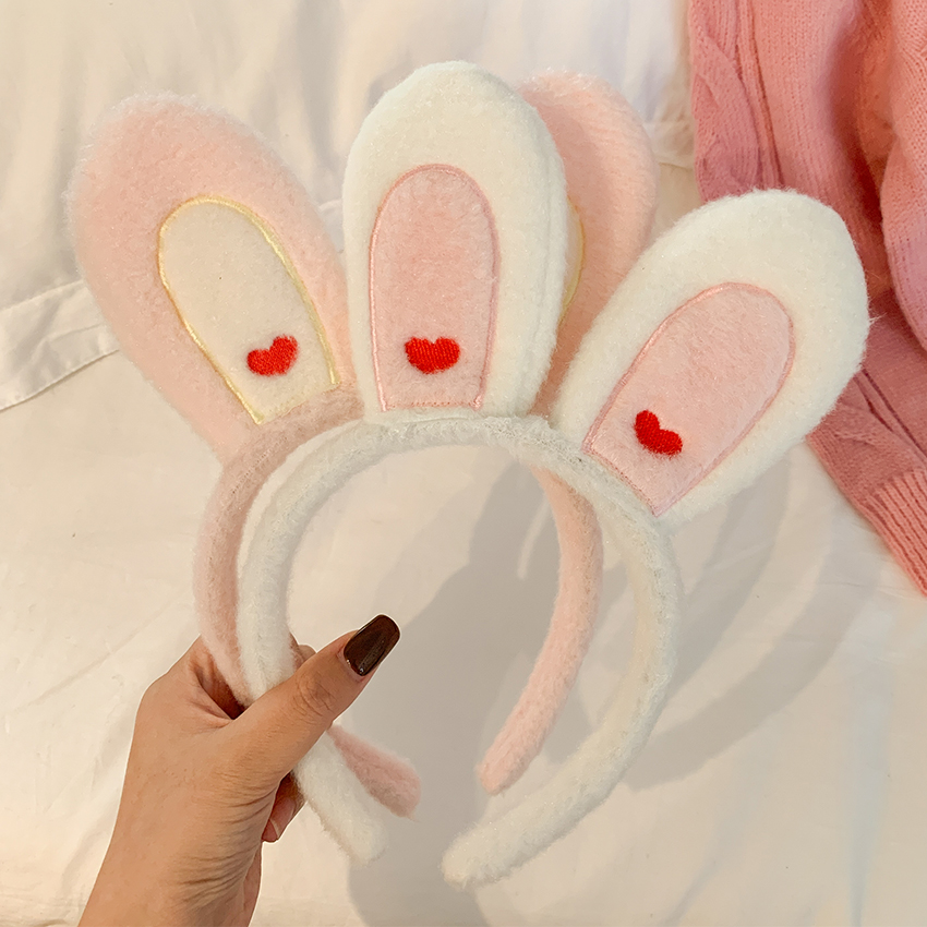 小白兔耳朵头箍少女洗脸发箍网红防滑化妆专用发卡头饰1白耳朵