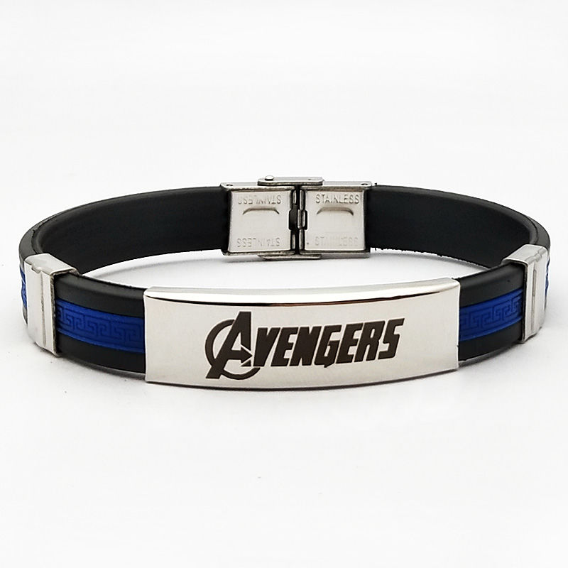 漫威美国队长英雄复仇者联盟防水动手环动漫周边手链蜘蛛侠毒液蓝色