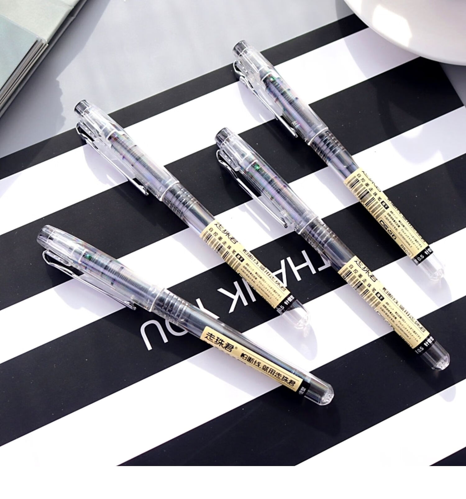 山柏走珠君直液式走珠笔速干中性笔d500学霸刷题笔学生用黑笔052支