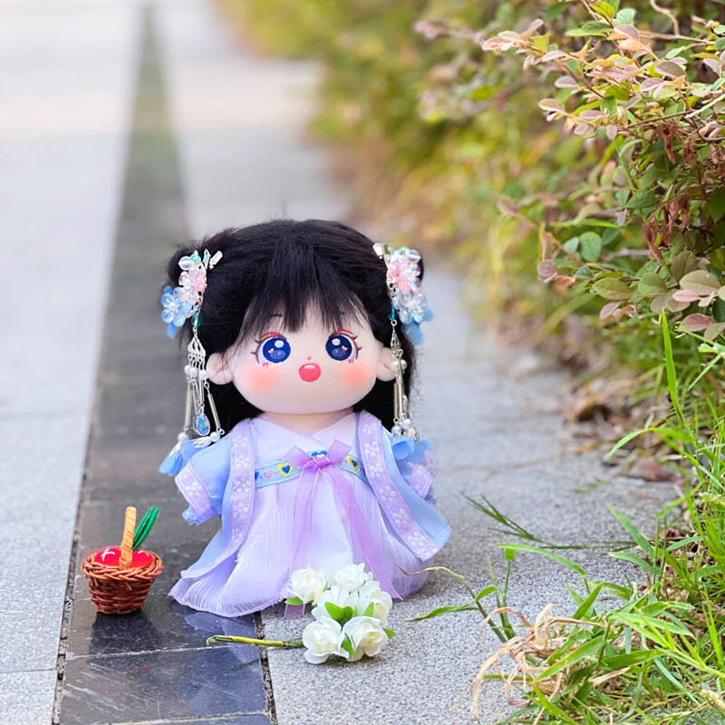 棉花娃娃衣服古风 20cm炸毛棉花娃娃女娃古风衣服汉服裙子发饰套装