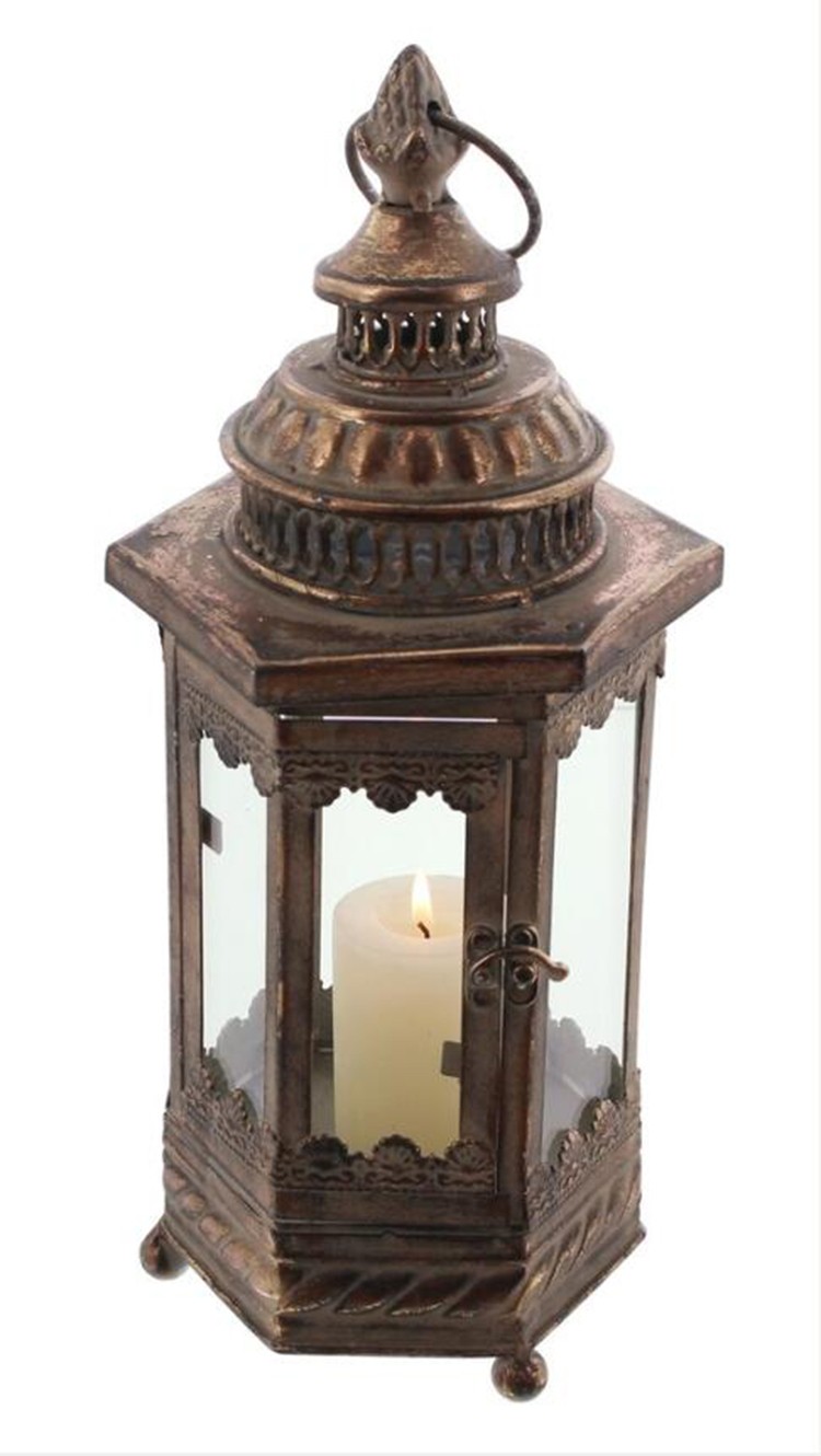 工业风做旧铁艺风灯咖啡馆餐厅复古装饰品摆件带光源老式马灯别墅庭院