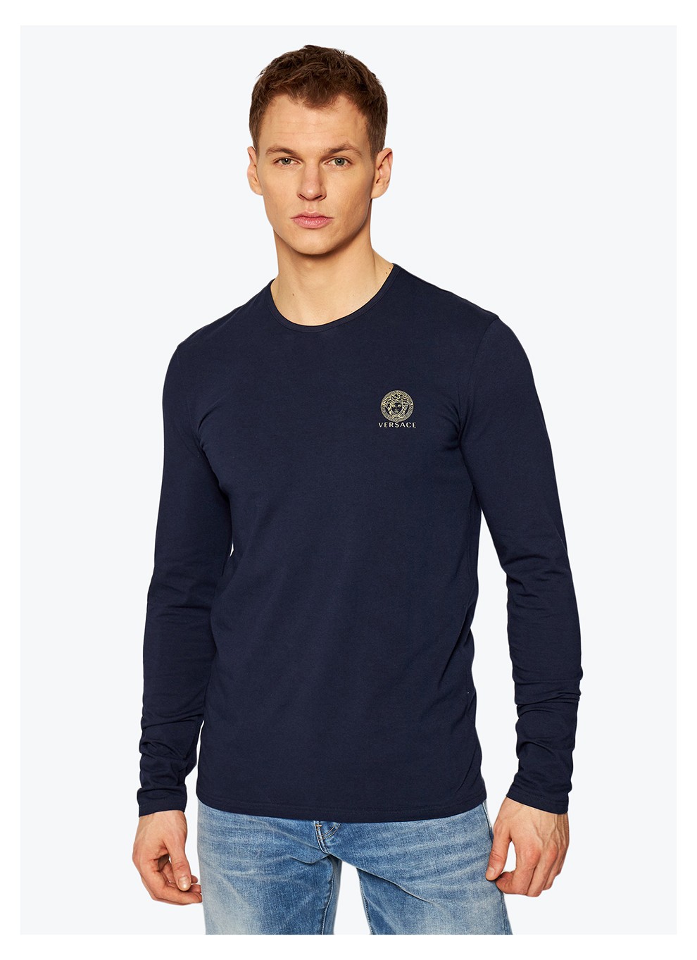 versace范思哲男装男士棉质美杜莎金色印花长袖t恤auu01007a232741a