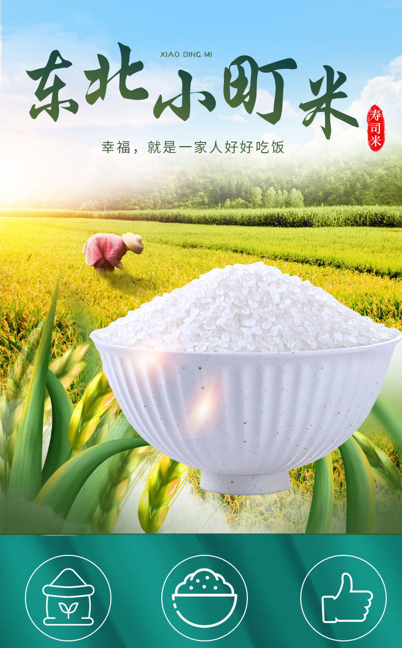 吉林秋田小町米10斤新米寿司米专用香米东北大米新米饭香软糯批发