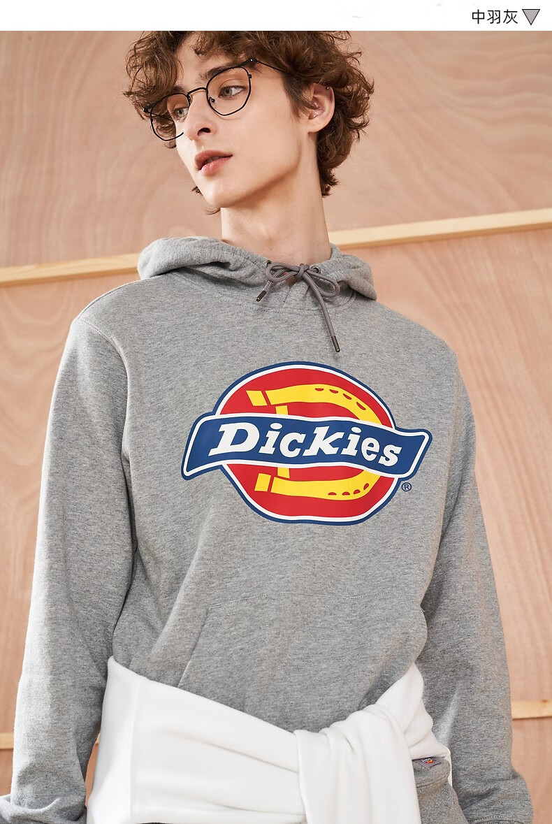 dickies连帽卫衣男女情侣装潮牌印花宽松全棉帽衫迪克斯春秋 8715白色