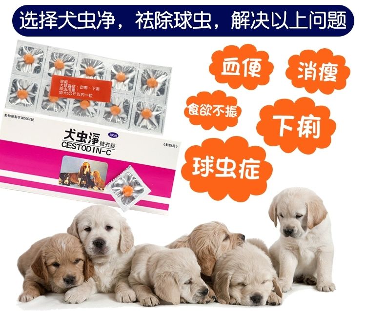 犬虫净宠物球虫蛔虫线虫体内驱虫药狗狗猫咪拉稀便血腹泻两颗