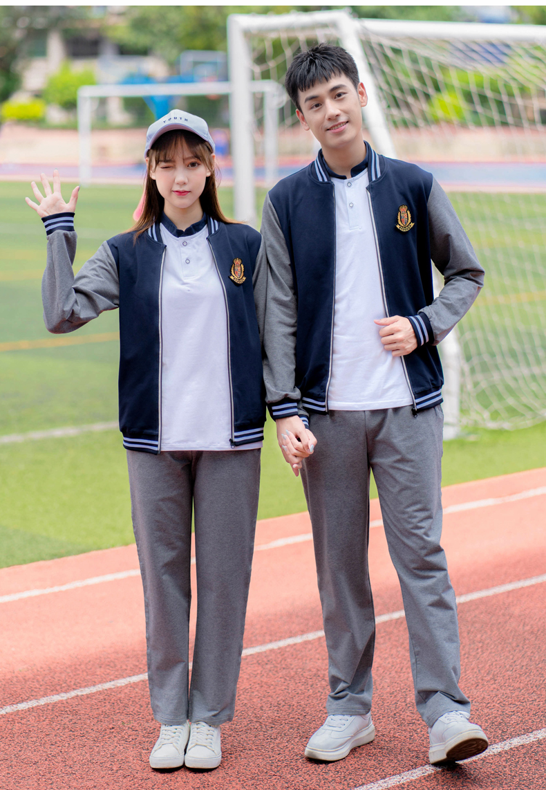 校服套装高中生班服秋季中学生学院风初中小学生运动会开幕式服装藏青