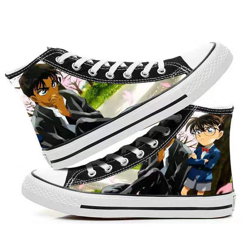 柯南高帮透气帆布鞋日系工藤新一灰原哀动漫男女学生板鞋 jn柯南款13