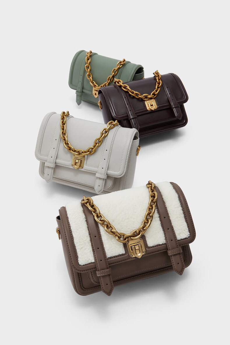 charles&keith复古风ck2-51220003女士咖啡手提包 dark oak深橡木色