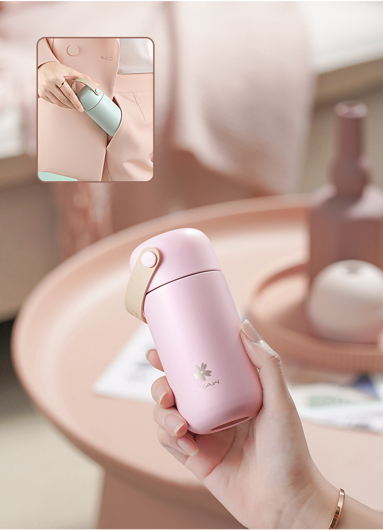 保温杯女精致便携小巧水杯可爱少女小型杯子月牙白150ml迷你保温杯