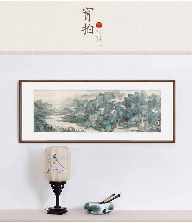 萱木堂恽寿平湖山春暖新中式挂画办公室山水画风水靠山沙发背景墙客厅