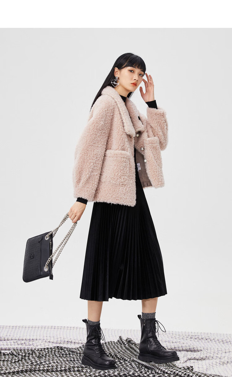 商场同款太平鸟2020秋冬新款女时尚优雅无缝连衣裙a5faa4361黑色m